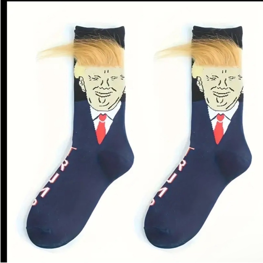 1 pair cartoon pattern trump socks